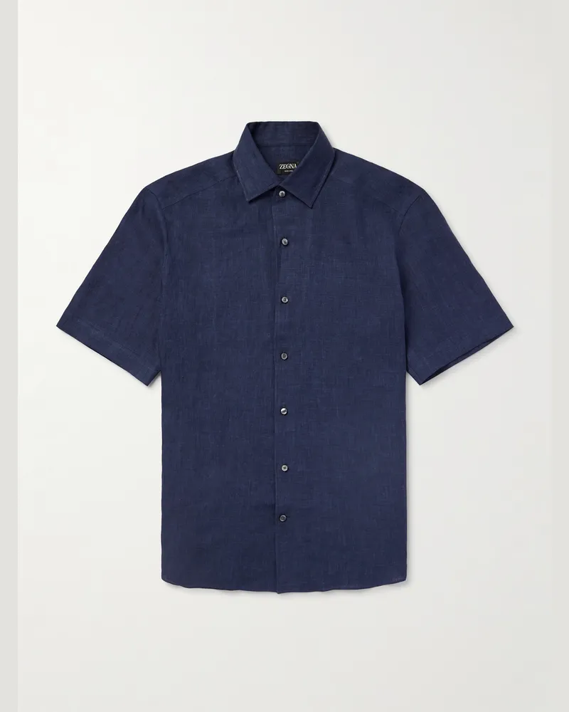 Ermenegildo Zegna Hemd aus „Oasi“-Leinen Blau