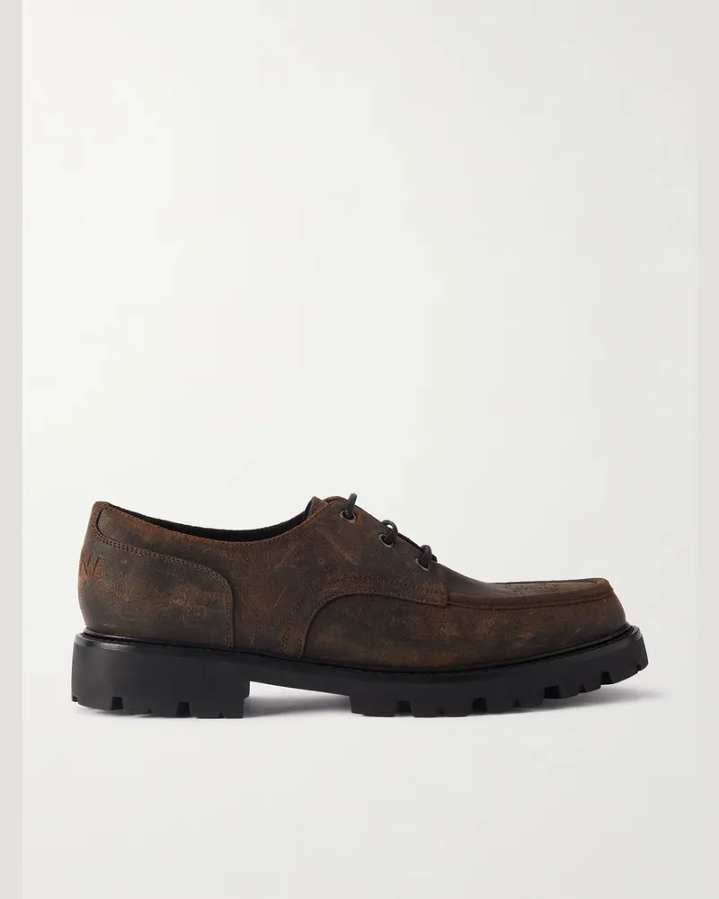 Celine Derby-Schuhe aus gewachstem Veloursleder Braun