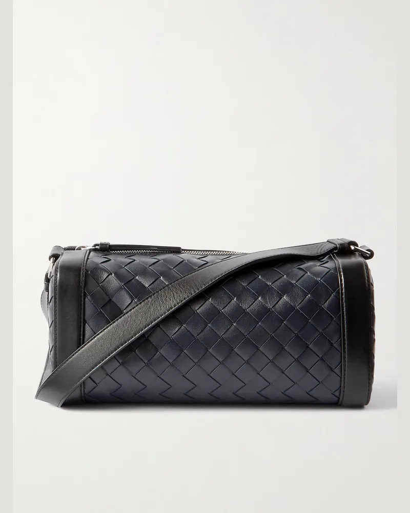 Bottega Veneta Brick Umhängetasche aus Intrecciato-Leder Schwarz