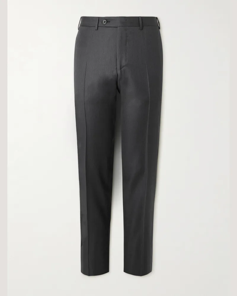 Canali Schmal und gerade geschnittene Anzughose aus Twill aus 150s-Wolle Schwarz
