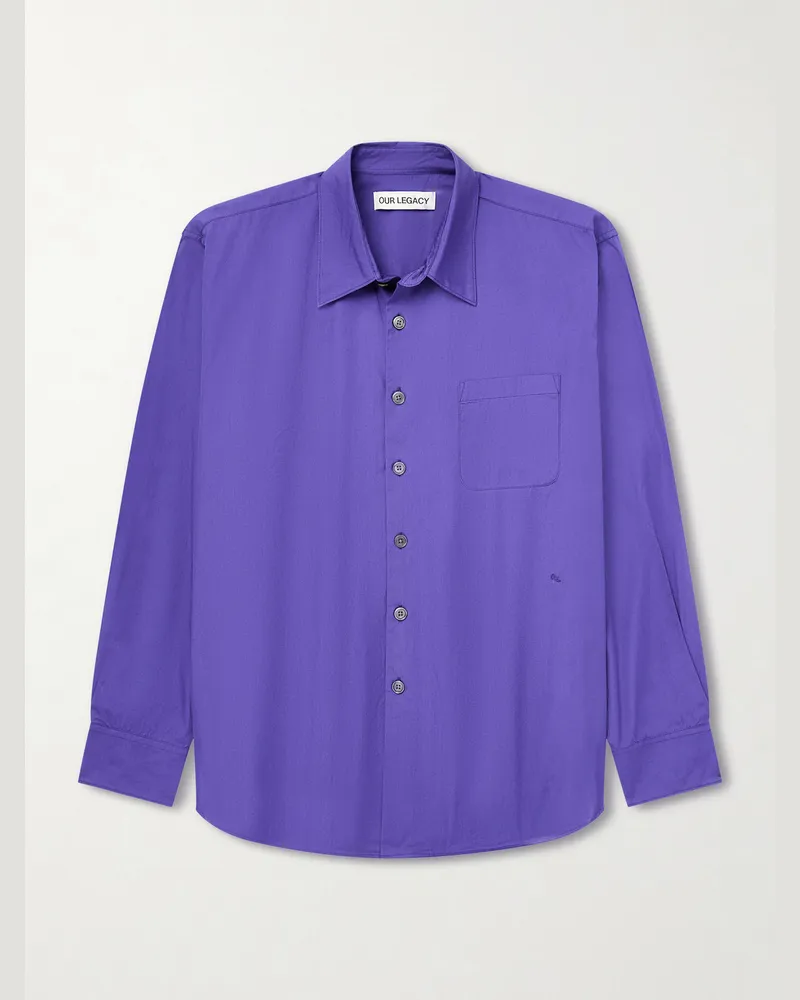 Our Legacy Above Hemd aus Baumwollpopeline mit Logostickerei Blau