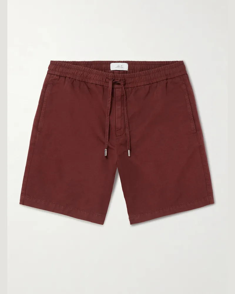 MR P. Straight-Leg Organic Cotton and Linen-Blend Drawstring Shorts Burgundy