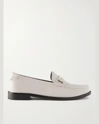 Saint Laurent Pennyloafers aus Leder mit Logo Weiß