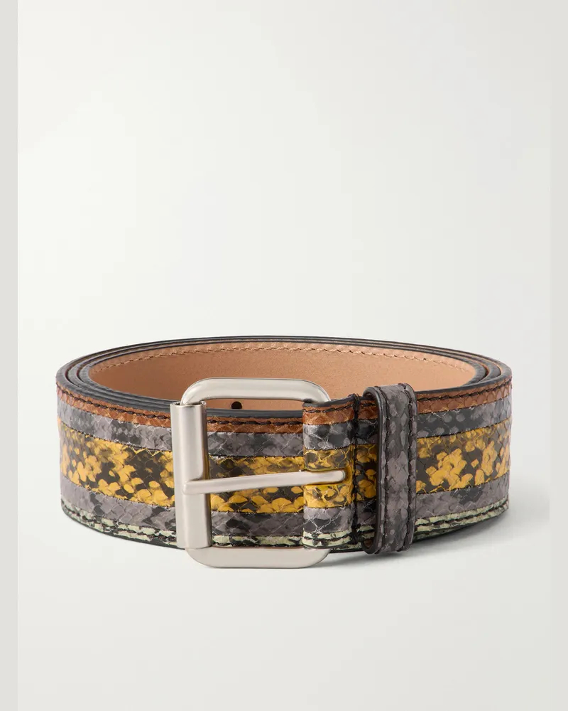 Dries van Noten 3cm Patchwork Snake-Effect Leather Belt Multi