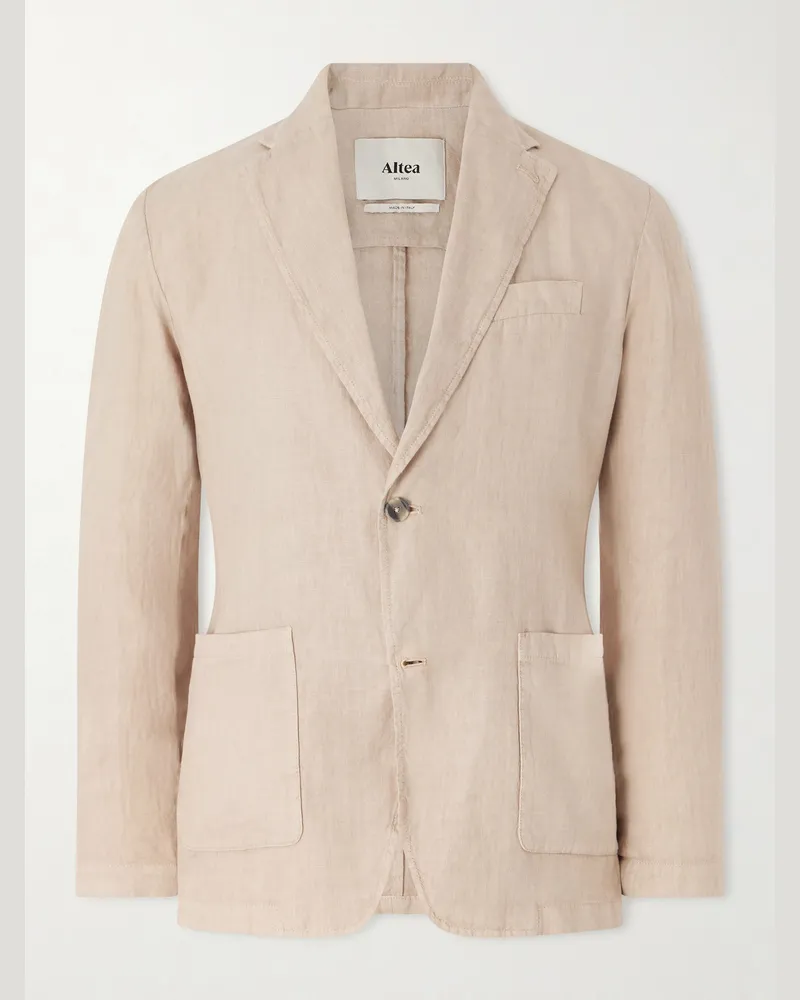Altea Aaron Garment-Dyed Linen Blazer Neutrals