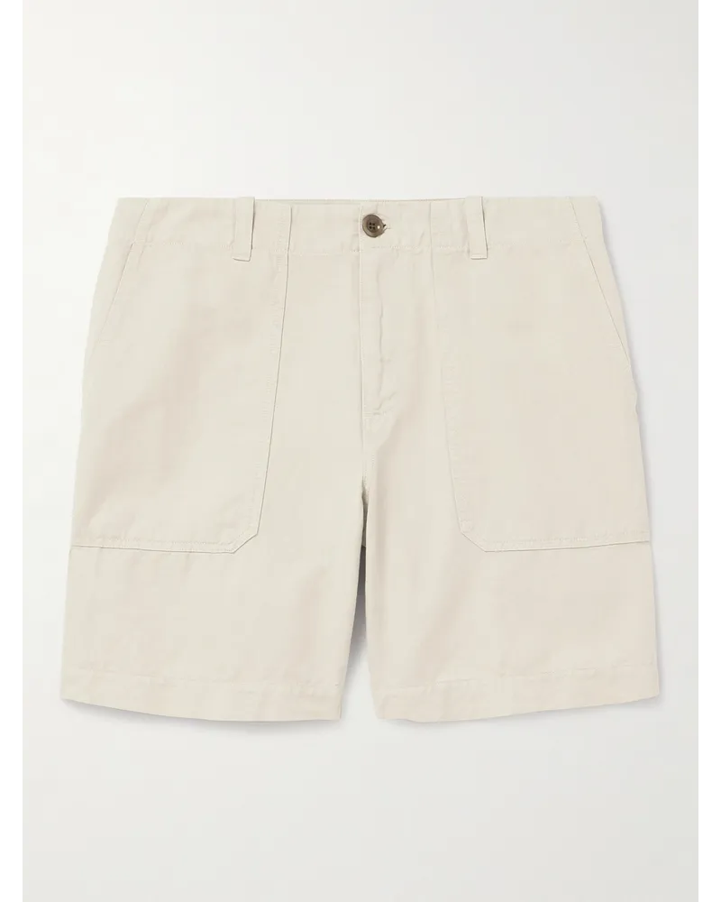 MR P. Gerade geschnittene Cargoshorts aus einer Baumwoll-Leinenmischung Neutral