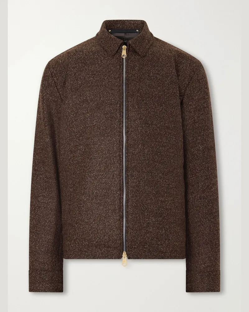 Paul Smith Wool-Blend Bouclé Blouson Jacket Brown