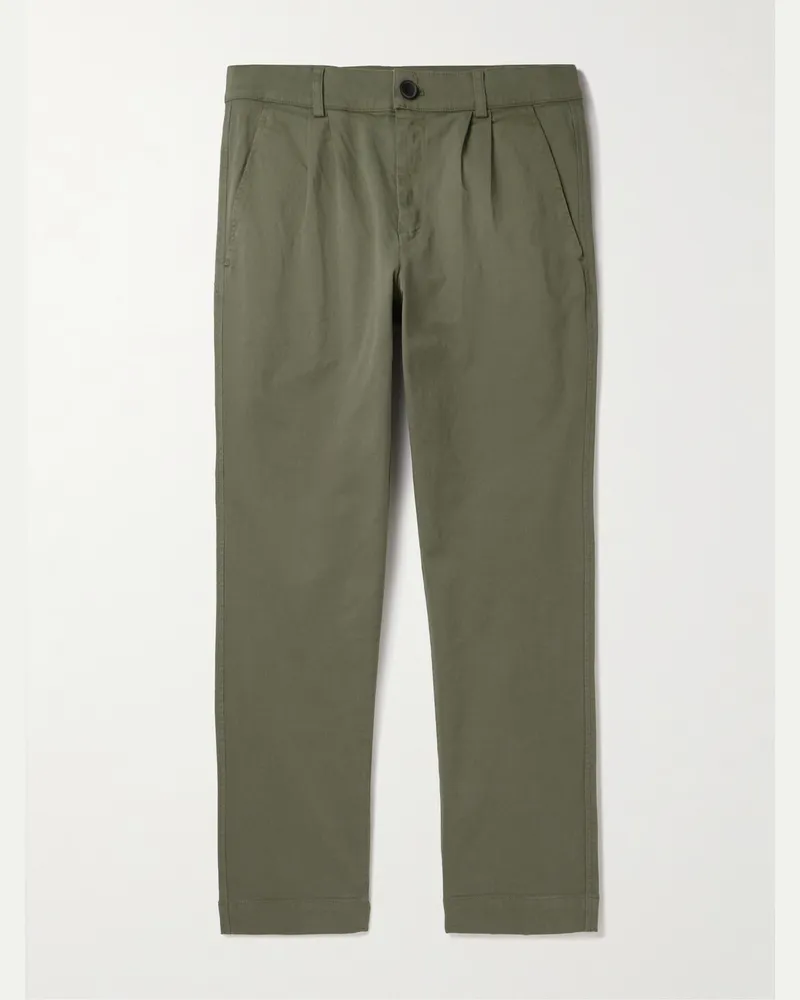 MR P. Schmal zulaufende Hose aus Twill aus einer Baumwollmischung mit Falten in Stückfärbung Grün