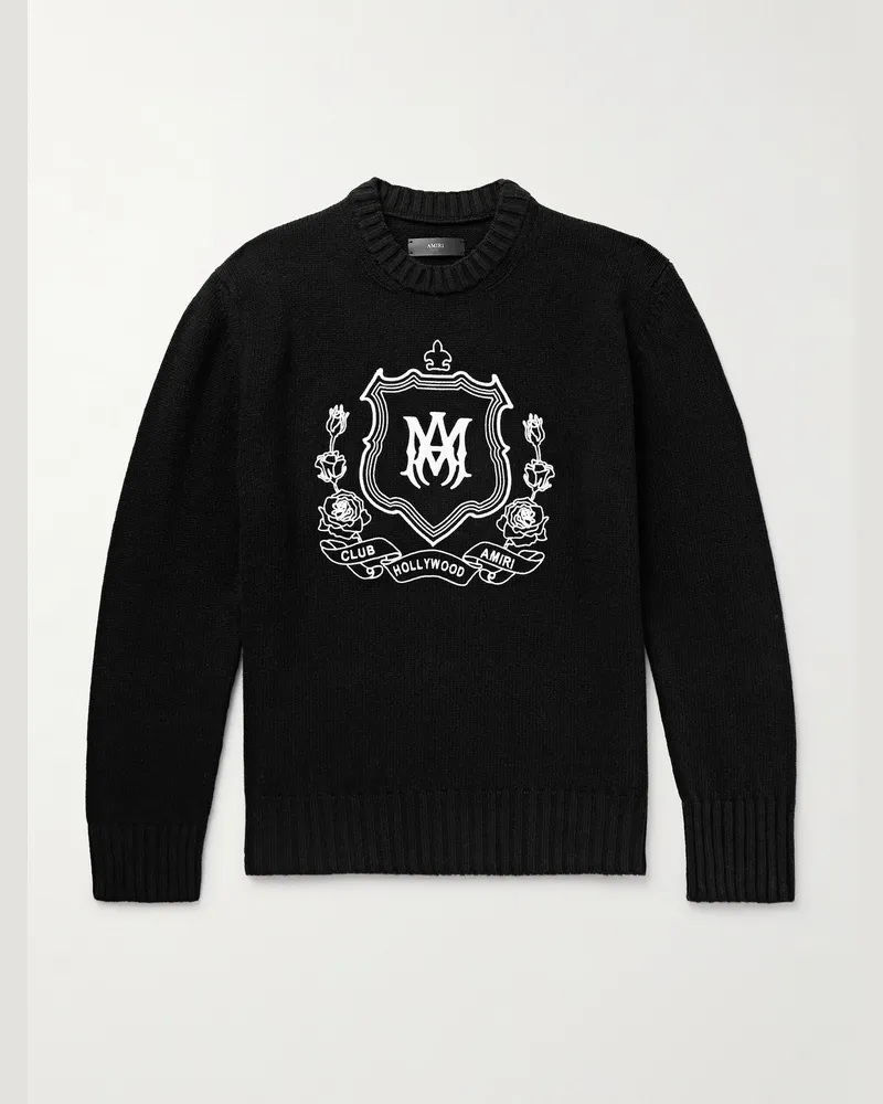 Amiri Pullover aus Wolle mit Logostickerei Schwarz