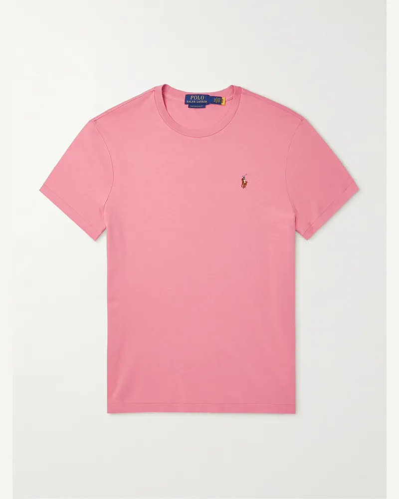 Ralph Lauren T-Shirt aus Baumwoll-Jersey mit Logostickerei Pink