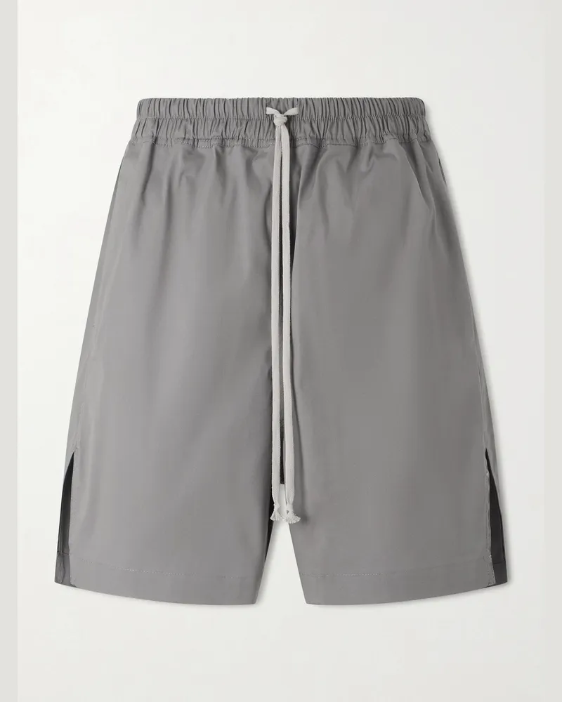 Rick Owens Straight-Leg Stretch-Cotton Poplin Shorts Gray