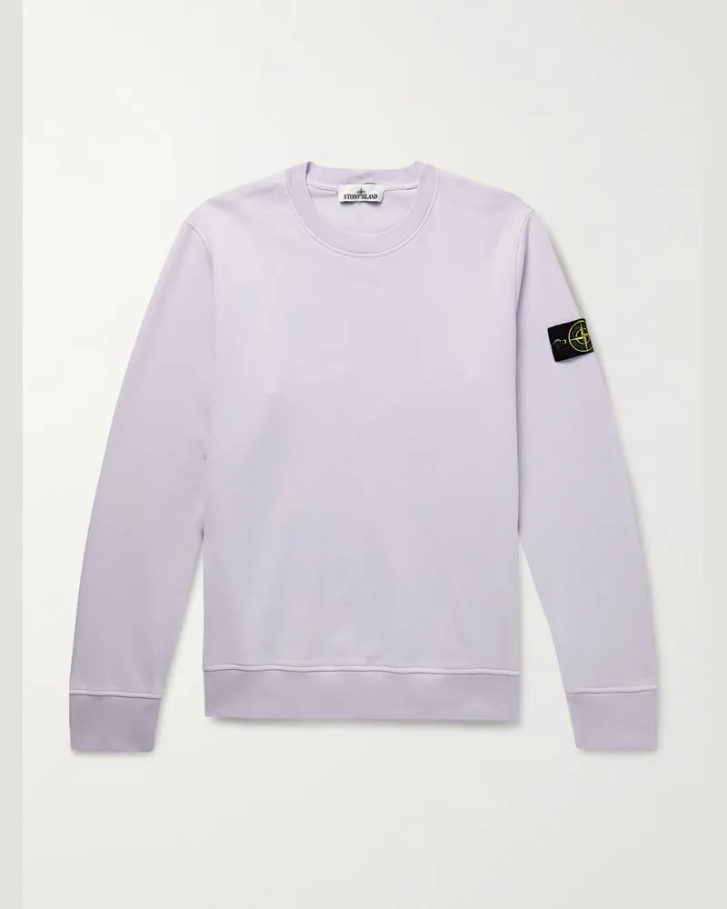 Stone Island Sweatshirt aus Baumwoll-Jersey mit Logodetail in Stückfärbung Lila
