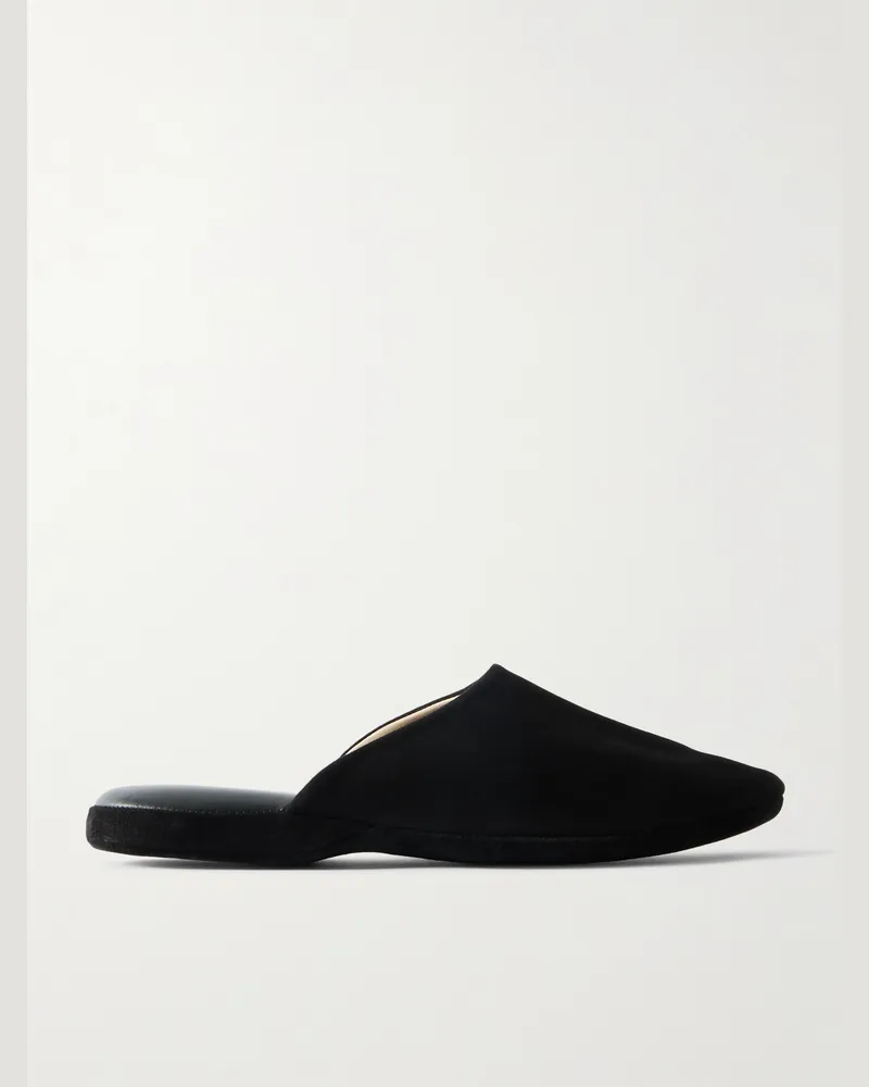 Charvet Slippers aus Veloursleder Schwarz