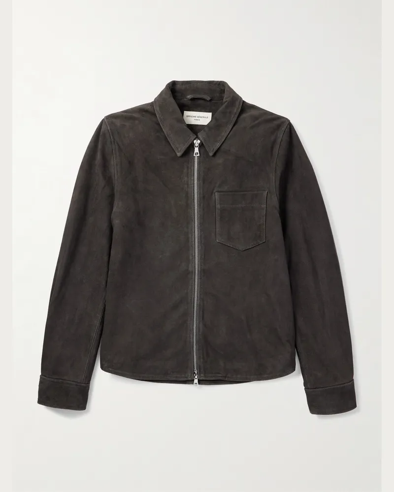Officine Generale Sid Hemdjacke aus Veloursleder Grau