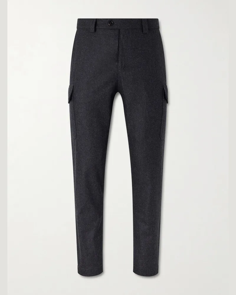 Brunello Cucinelli Tapered Virgin Wool Cargo Trousers Gray