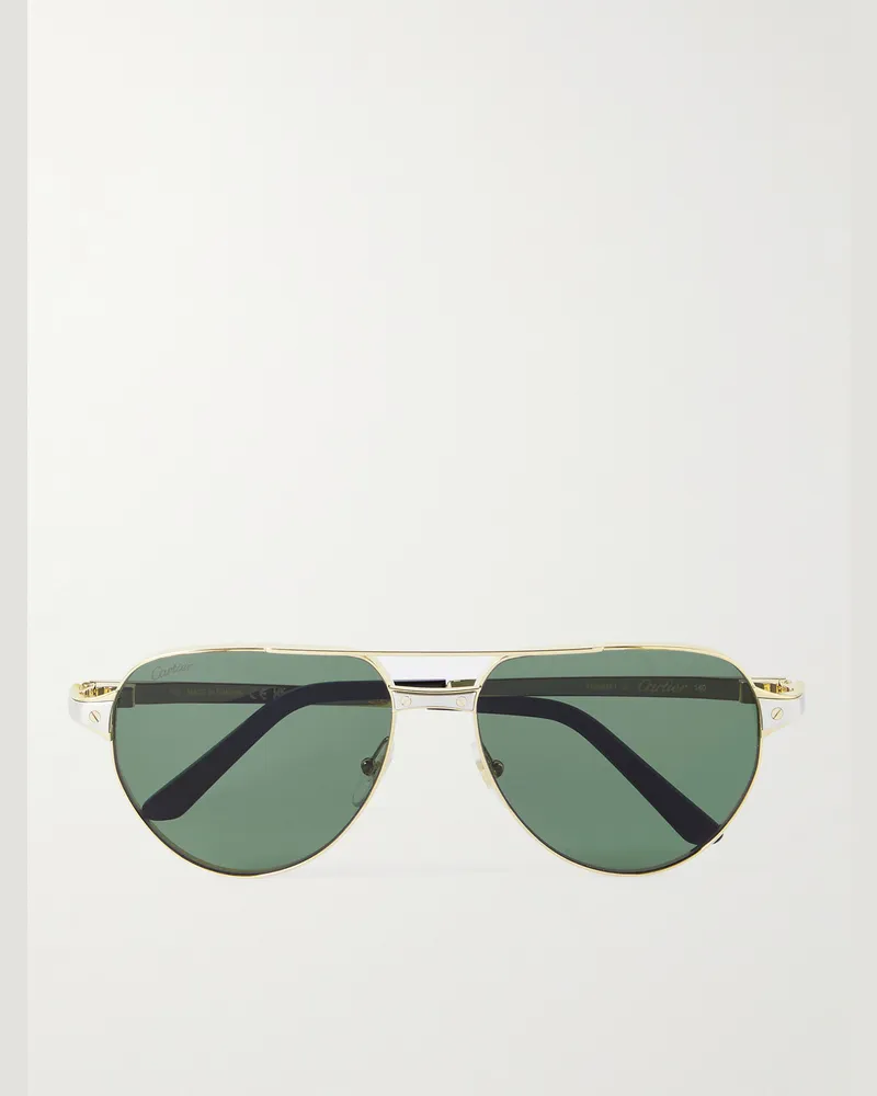 Cartier Goldfarbene Pilotensonnenbrille Gold