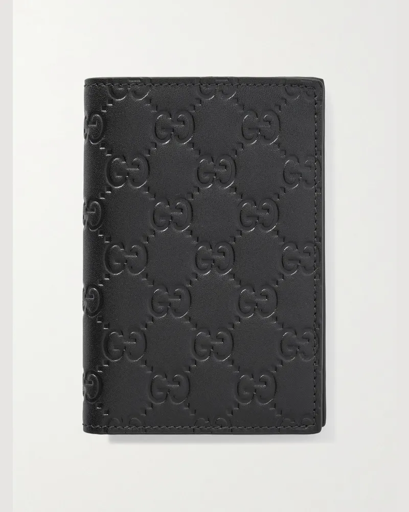 Gucci Arabella Logo-Debossed Leather Passport Case Black