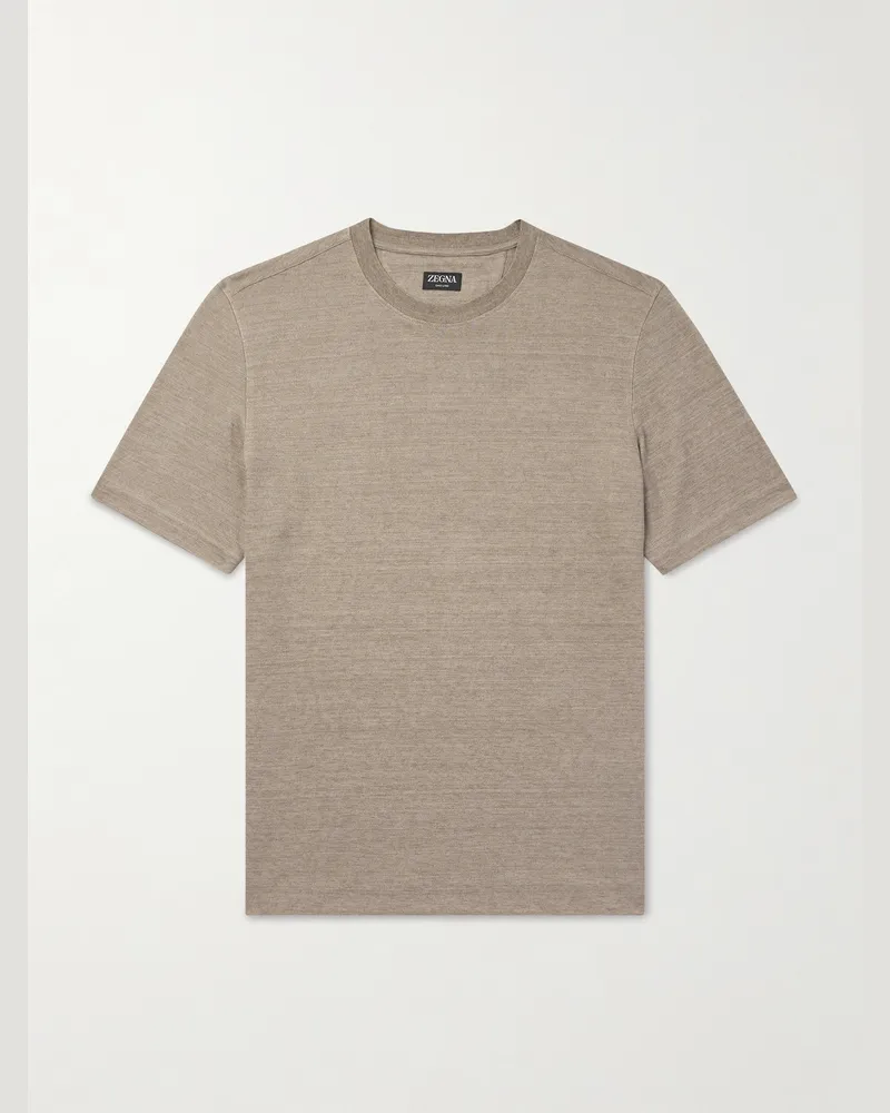 Ermenegildo Zegna T-Shirt aus „Oasi“-Leinen Neutral