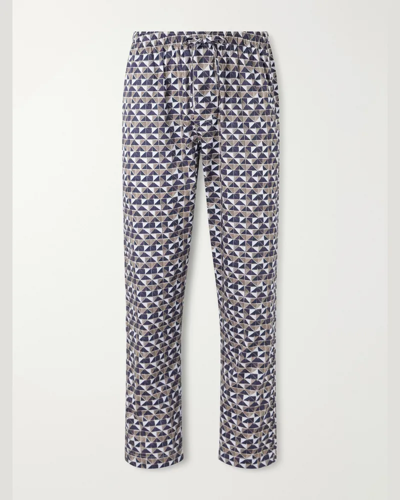 Zimmerli Printed Cotton-Sateen Pyjama Trousers Blue