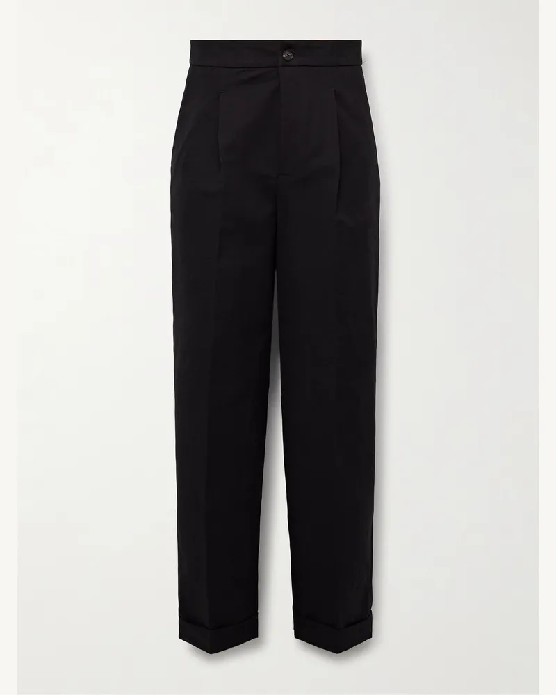 Umit Benan Gerade geschnittene Hose aus einer Baumwollmischung mit Falten Schwarz