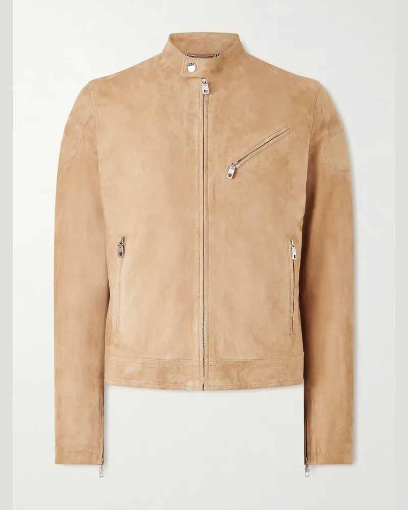 Dolce & Gabbana Slim-Fit Suede Jacket Brown