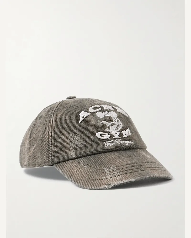 Acne Studios Baseballkappe aus Baumwoll-Twill mit Logostickerei Grau