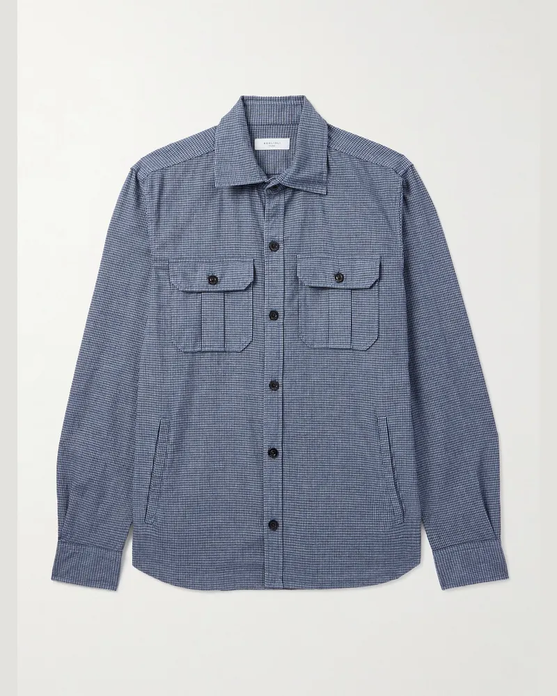 Boglioli David karierte Hemdjacke aus einer Baumwollmischung Blau
