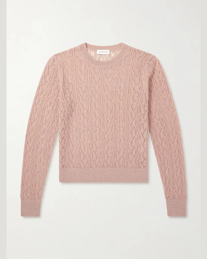 Dries van Noten Pullover in Lochstrick Neutral