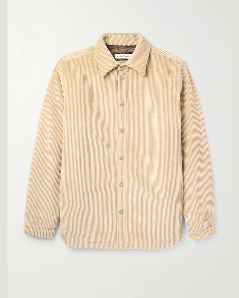 A Kind Of Guise Marani wattierte Hemdjacke aus Baumwollcord Neutral