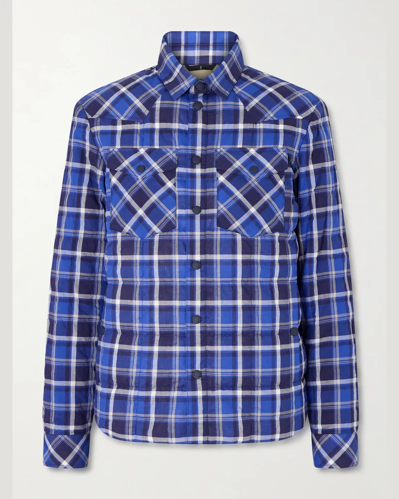 Moncler Gelt Quilted Checked Cotton-Blend Down Shirt Jacket Blue