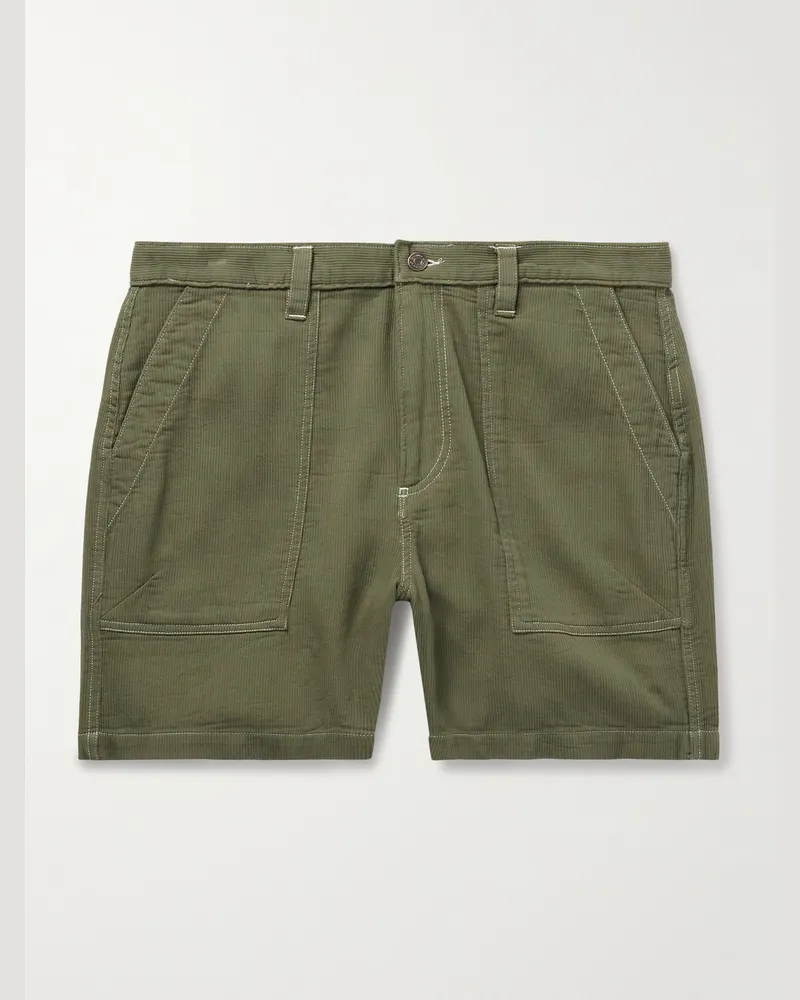 Corridor Bedford gerade geschnittene Shorts aus gerippter Baumwolle Grün