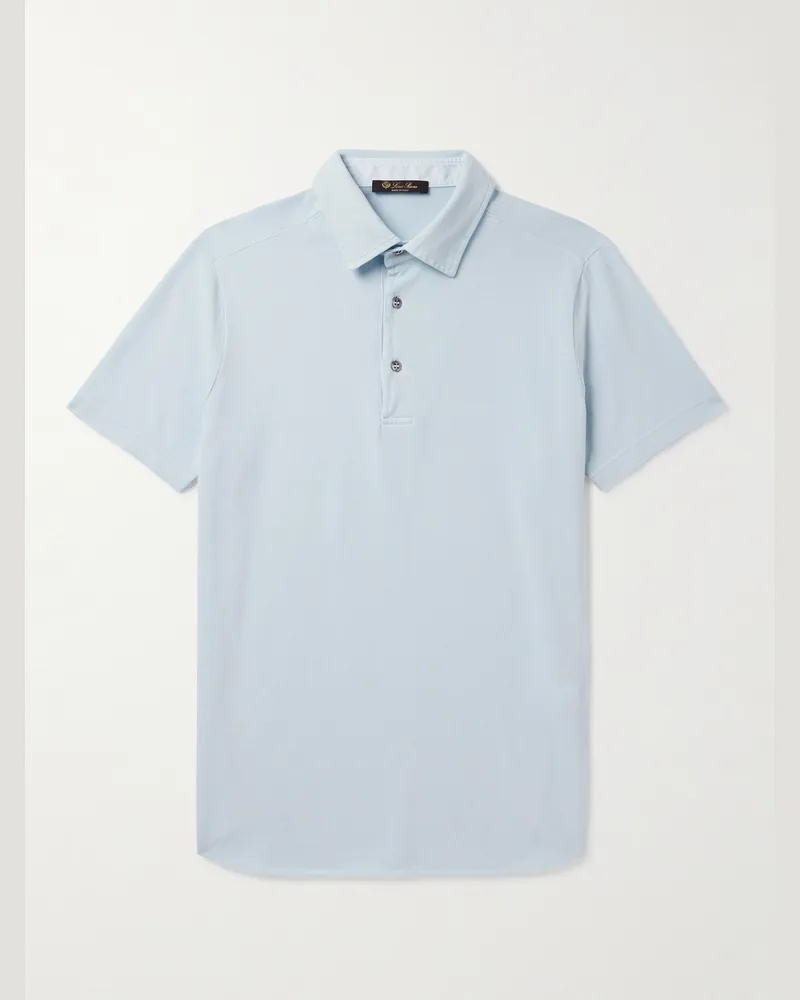 Loro Piana Cotton-Piqué Polo Shirt Blue
