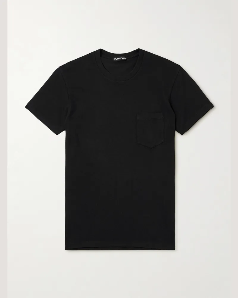Tom Ford Schmal geschnittenes T-Shirt aus Baumwoll-Jersey Schwarz