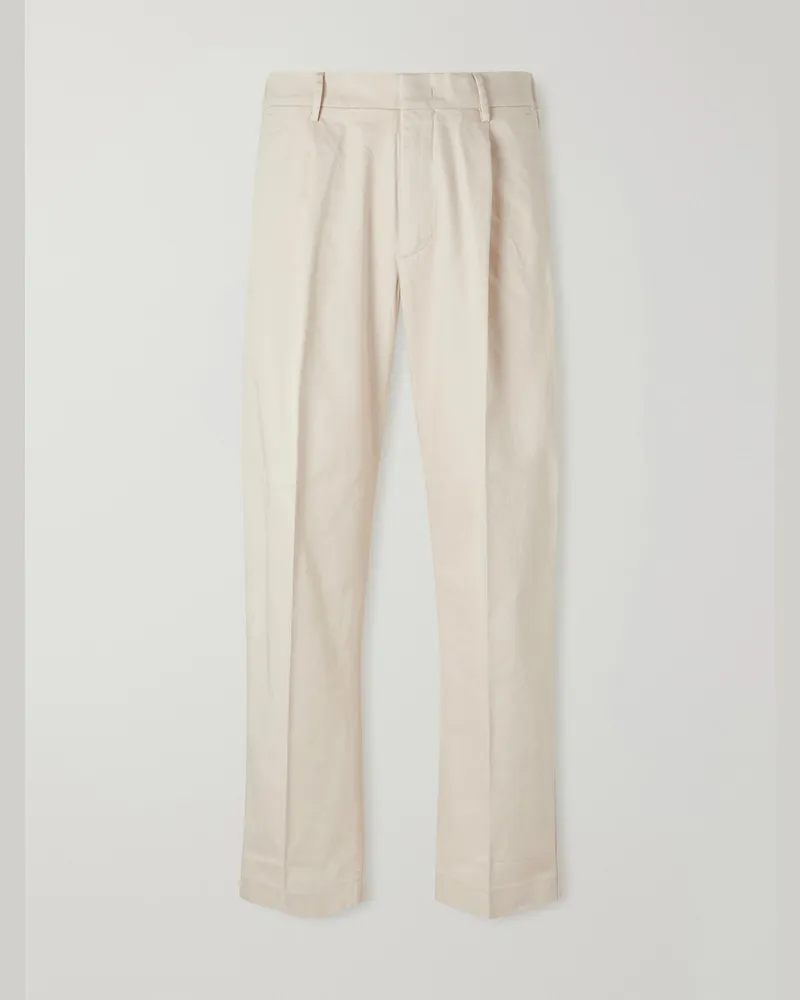 NN 07 Kay 1420 weit geschnittene Hose aus Twill aus einer Biobaumwollmischung mit Falten Neutral