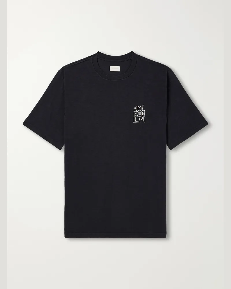 Aimé Leon Dore Logo-Print Cotton-Jersey T-Shirt Black