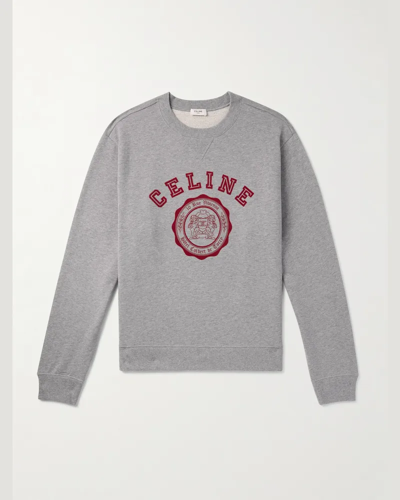 Celine Sweatshirt aus Baumwoll-Jersey mit Logoprint Grau