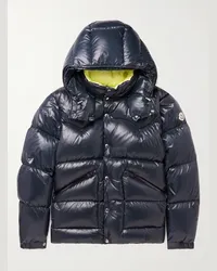 Moncler Coutard Daunenjacke aus gestepptem glänzendem Shell mit Kapuze Blau