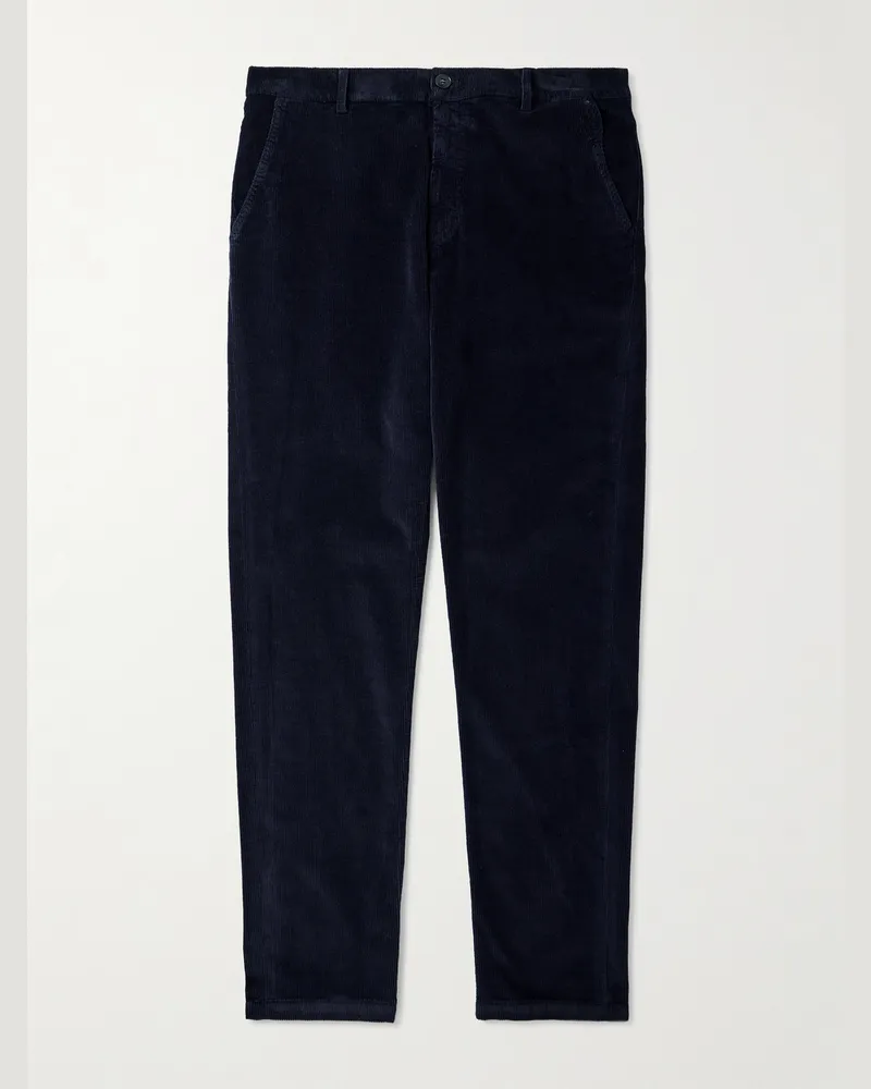 Canali Schmal zulaufende Hose aus Cord aus einer Stretch-Baumwoll-Modalmischung in Stückfärbung Blau