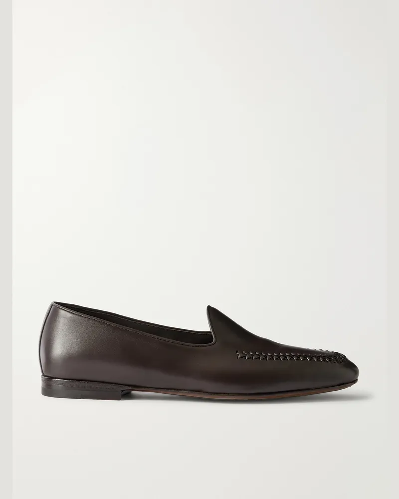 Manolo Blahnik Brera Leather Loafers Brown