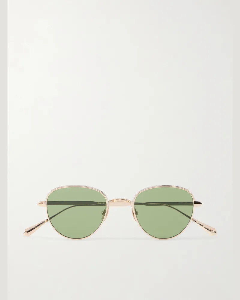 Garrett Leight Wells J Round-Frame Titanium Sunglasses Gold