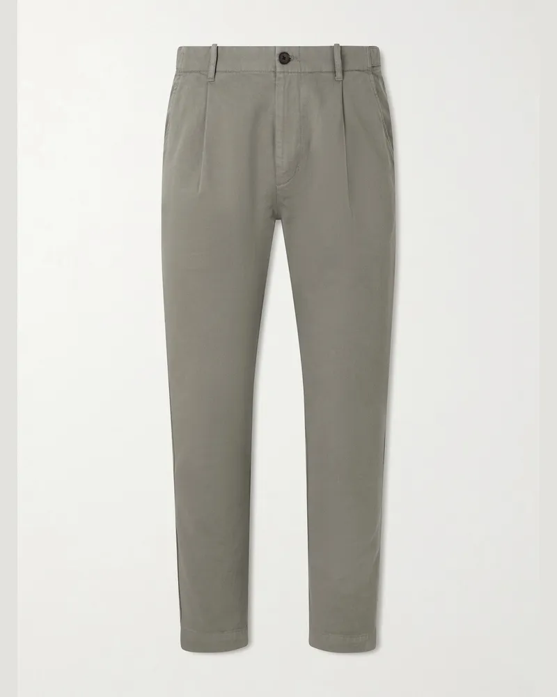 MR P. Daniel Tapered Pleated Cotton-Canvas Trousers Gray