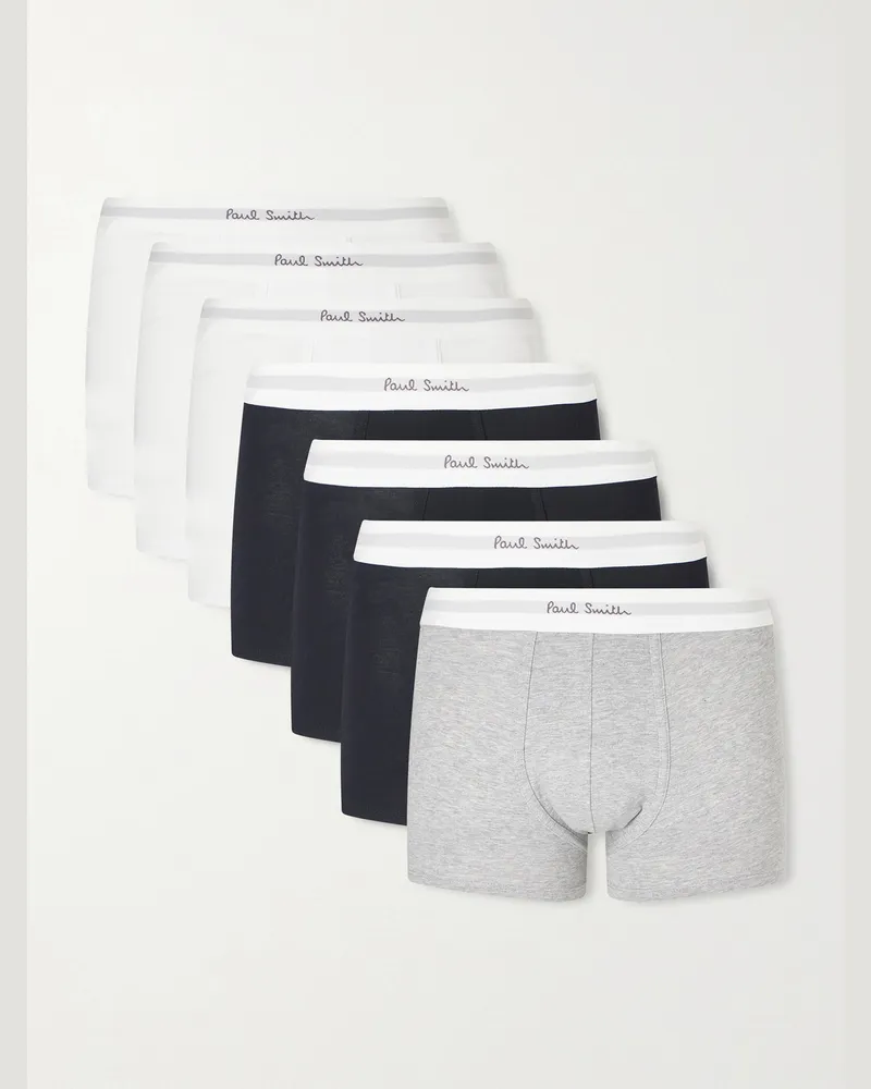 Paul Smith Set of Seven Organic Cotton-Blend Jersey Boxer Briefs Multi