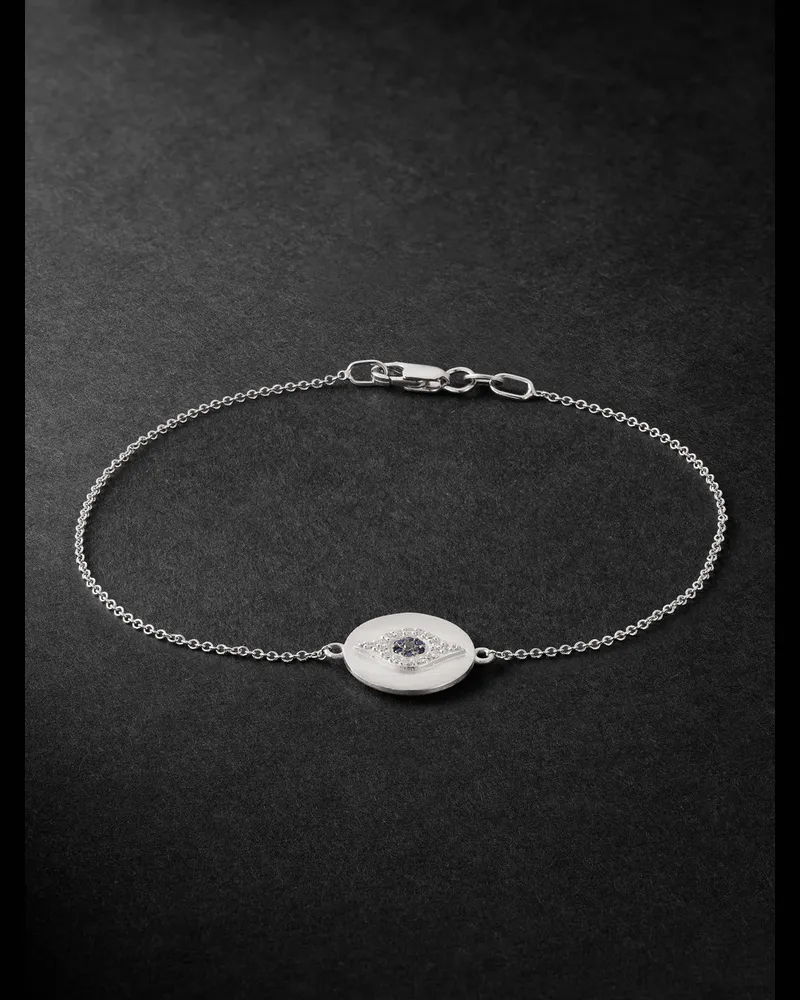 Ileana Makri Golden Eye White Gold, Sapphire and Diamond Bracelet Silver
