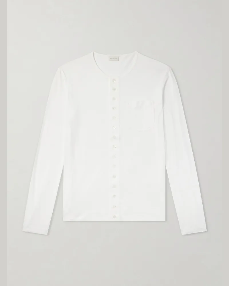 Dries van Noten Hugond Cotton-Jersey Cardigan White