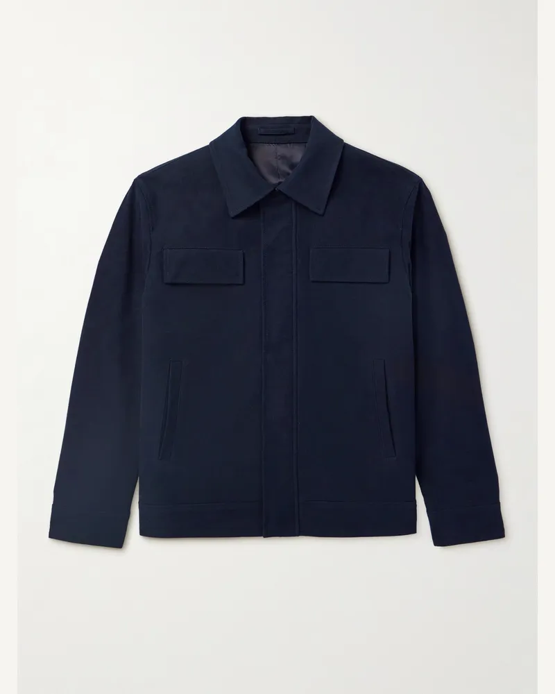 LARDINI Blouson aus gebürstetem Twill aus Stretch-Baumwolle Blau