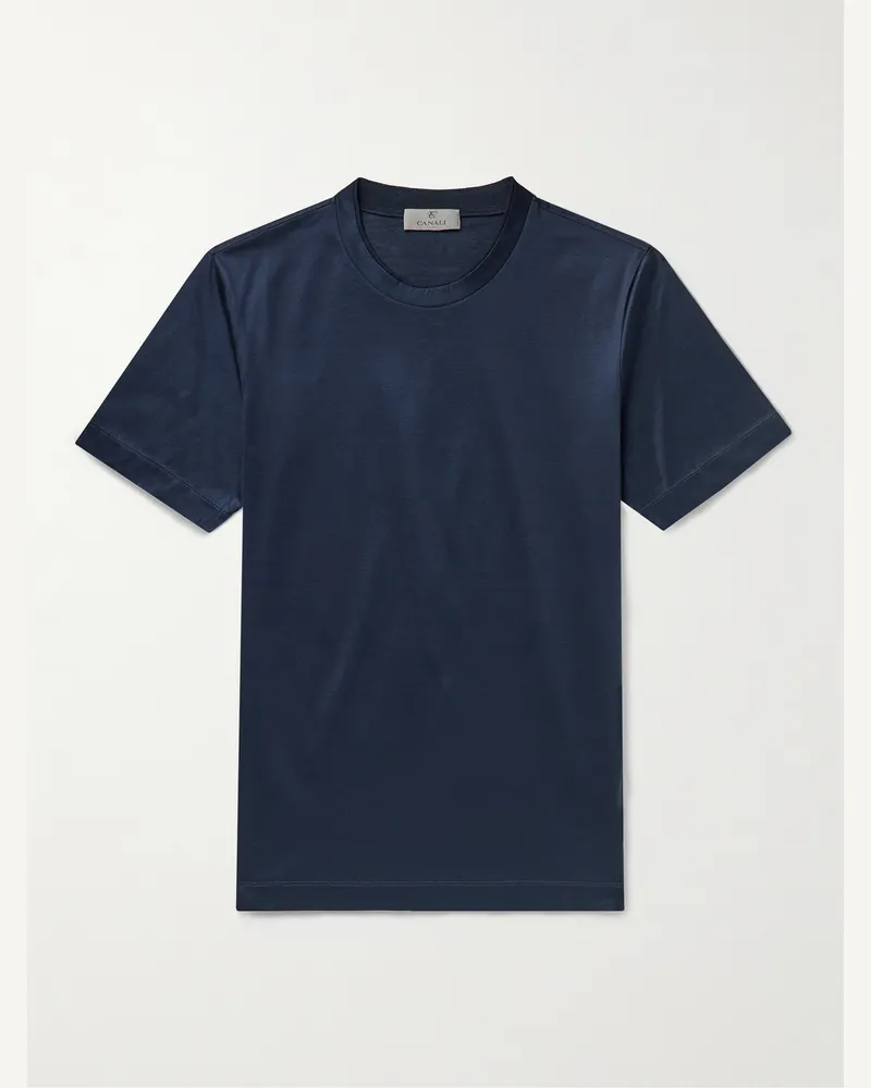 Canali Slim-Fit Mercerised Cotton-Jersey T-Shirt Blue