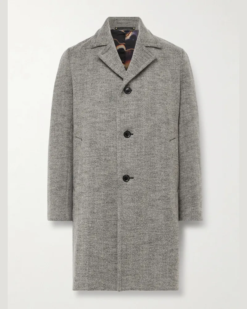 Paul Smith Mantel aus einer Wollmischung mit Fischgratmuster Grau
