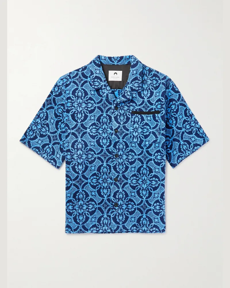 Marine Serre Hemd aus Baumwollfrottee mit Jacquard-Muster Blau