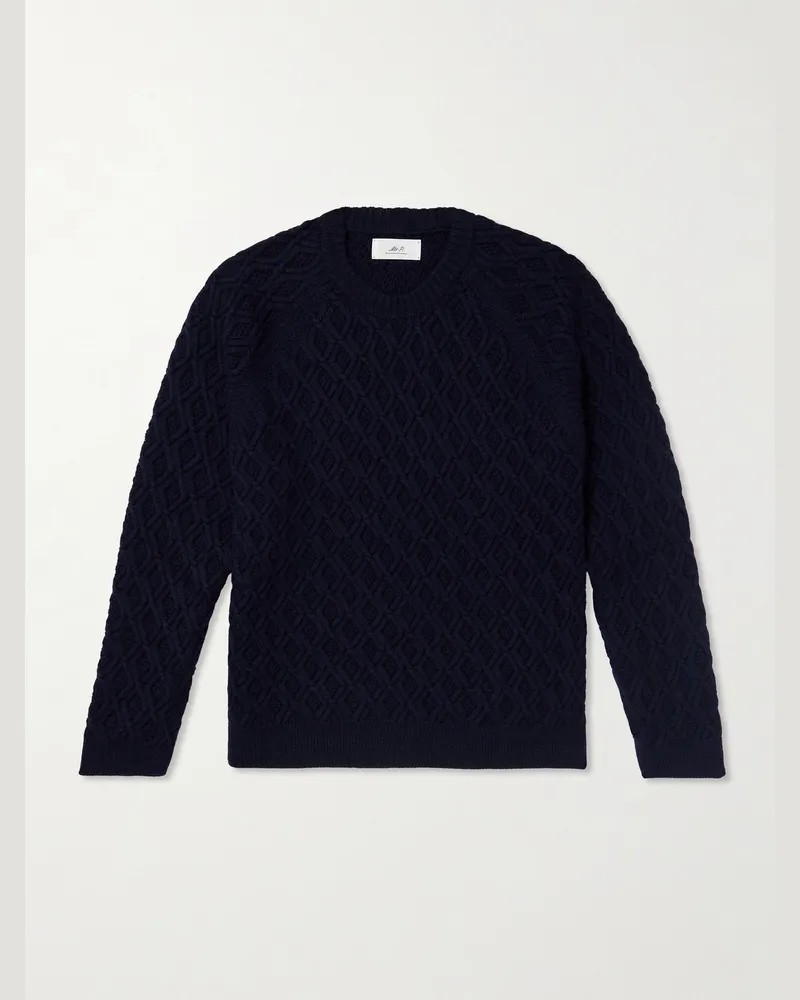 MR P. Zopfstrickpullover aus Merinowolle Blau