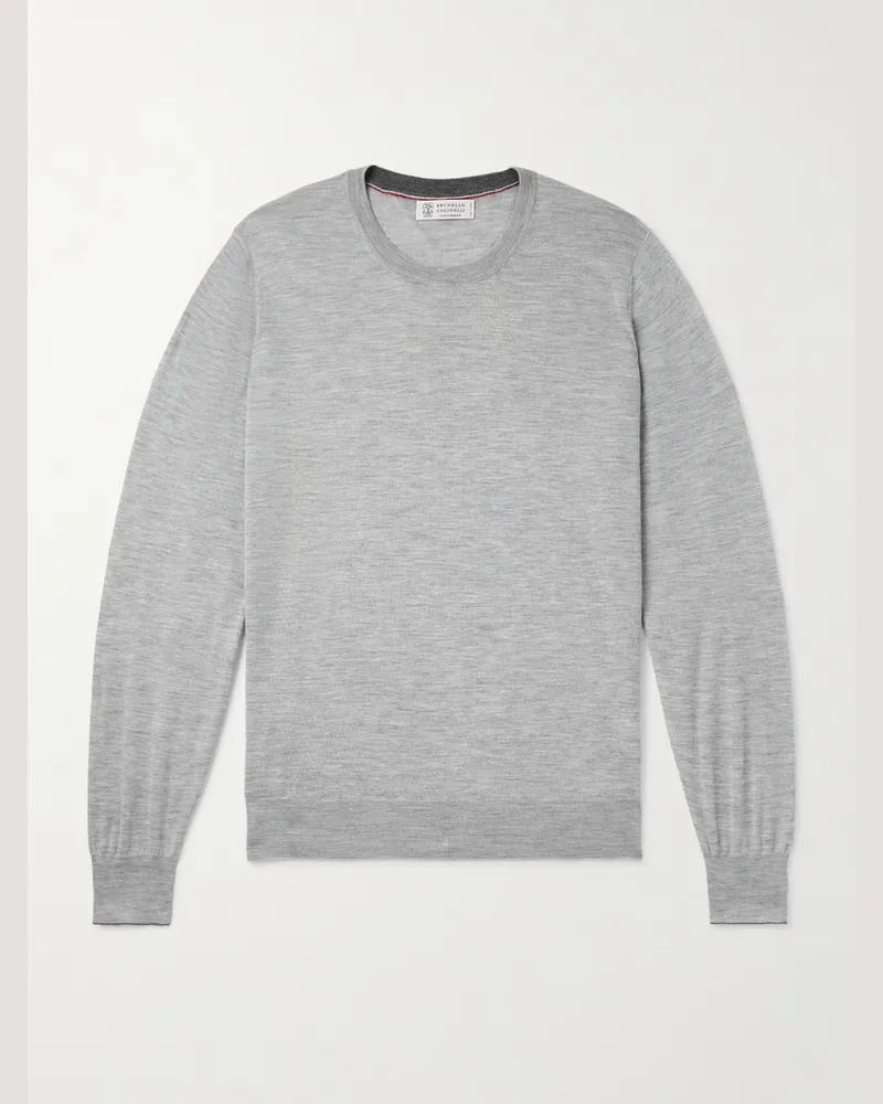 Brunello Cucinelli Pullover aus einer Kaschmir-Seidenmischung Grau